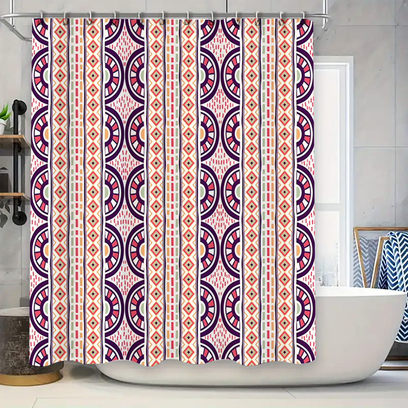 Home Bathroom Reno - Wzorzysta zasłona prysznicowa Dekoracyjna wodoodporna tkanina