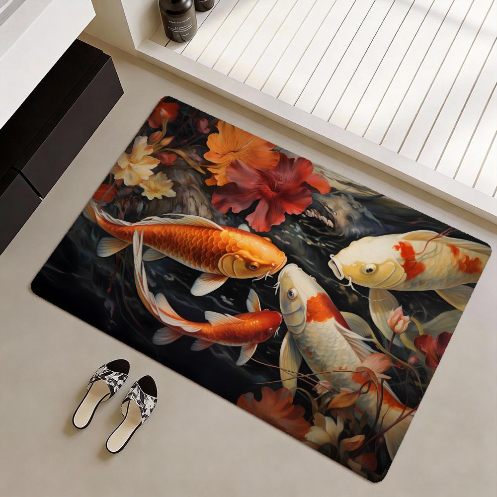 Home Goods Bathroom Mats - Mata podłogowa z motywem ryb koi