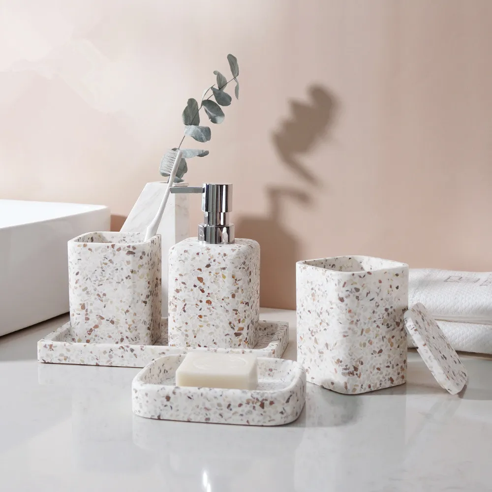 Zara Home Bathroom Set - Dozownik do mydła z kamienia naturalnego