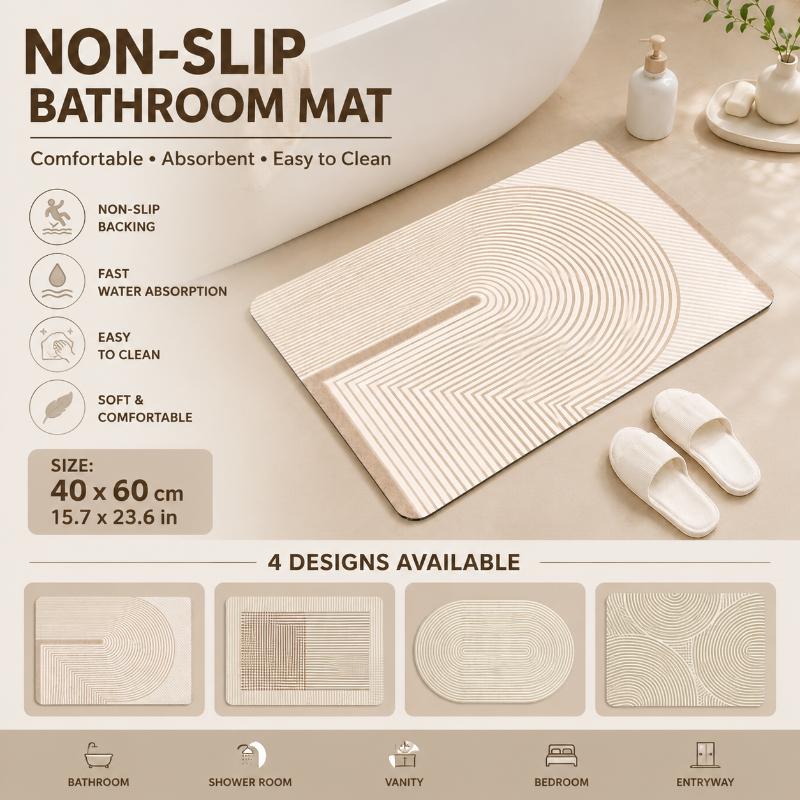 Non Slip Bath Mat - Beżowa mata łazienkowa z diatomitu w