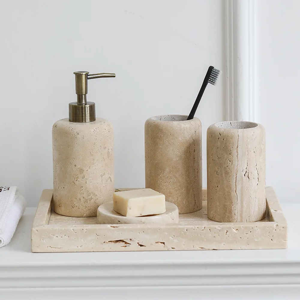 Zara Home Bathroom Set - Nordycki Zestaw Łazienkowy z Kamienia Jaskiniowego: