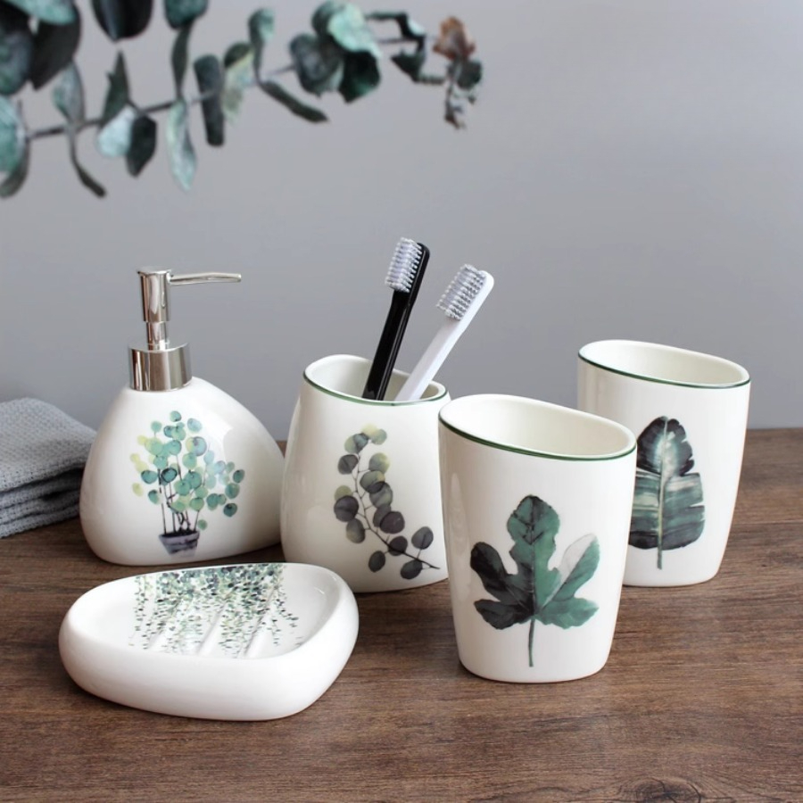 Zara Home Bathroom Set - Biały ceramiczny zestaw akcesoriów łazienkowych Narzędzia