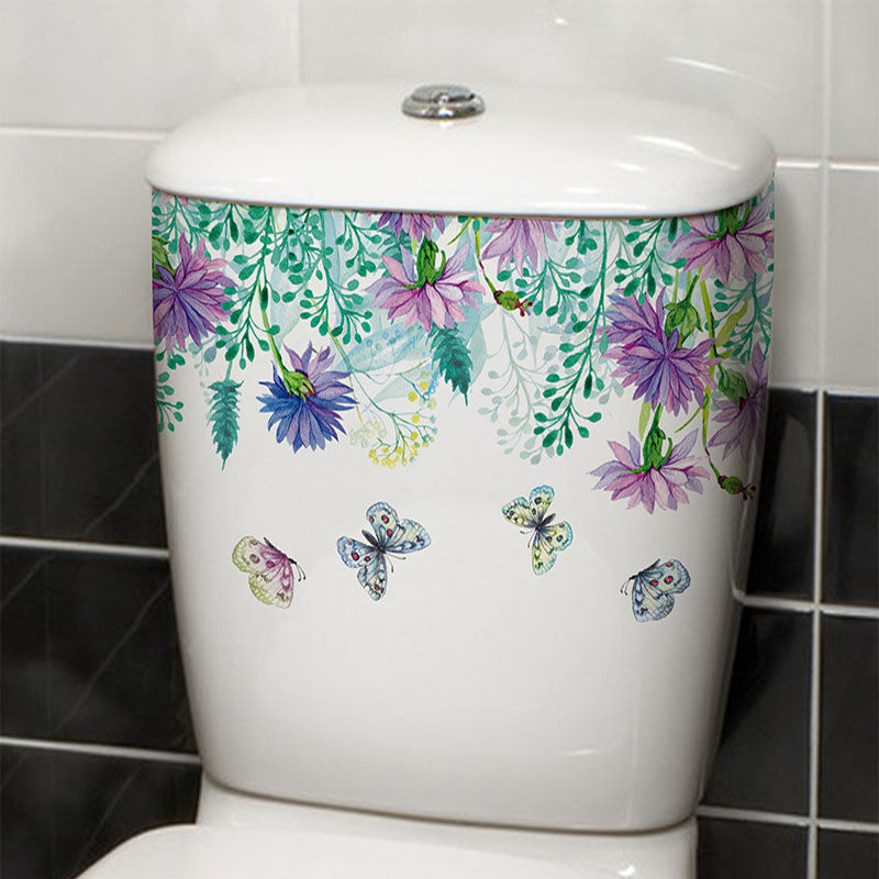 Home Bathroom Layout - Żywe Wiosenne Motyle Kwiaty Naklejka na