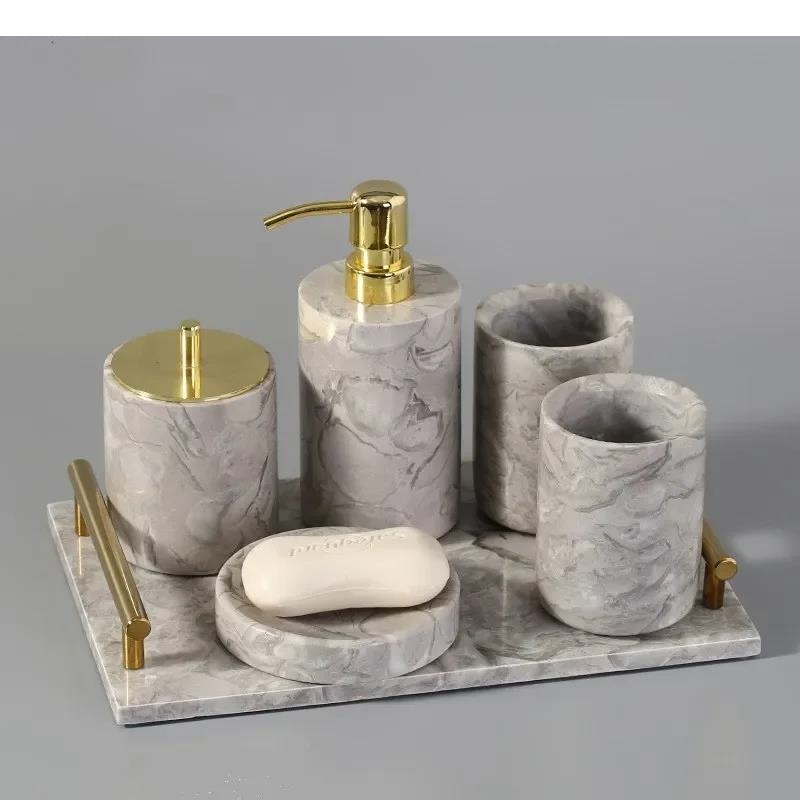 Zara Home Bathroom Set - Marmurowy zestaw przyborów toaletowych Pudełko na