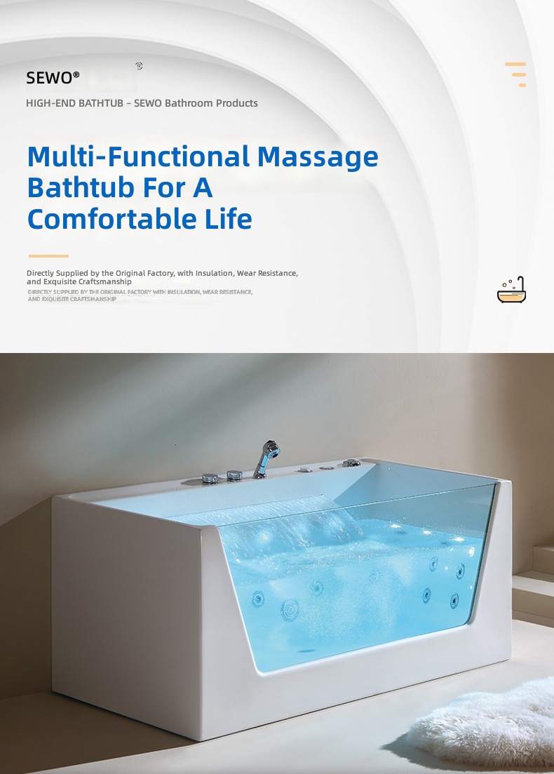 Akrylowa wanna z hydromasażem, – Home Bathroom Jacuzzi Tub recenzja i cena