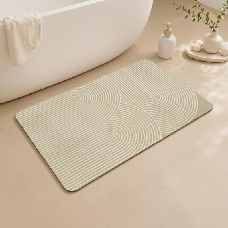 Beżowa, paskowana mata diatomi – Non Slip Bath Mat recenzja i cena