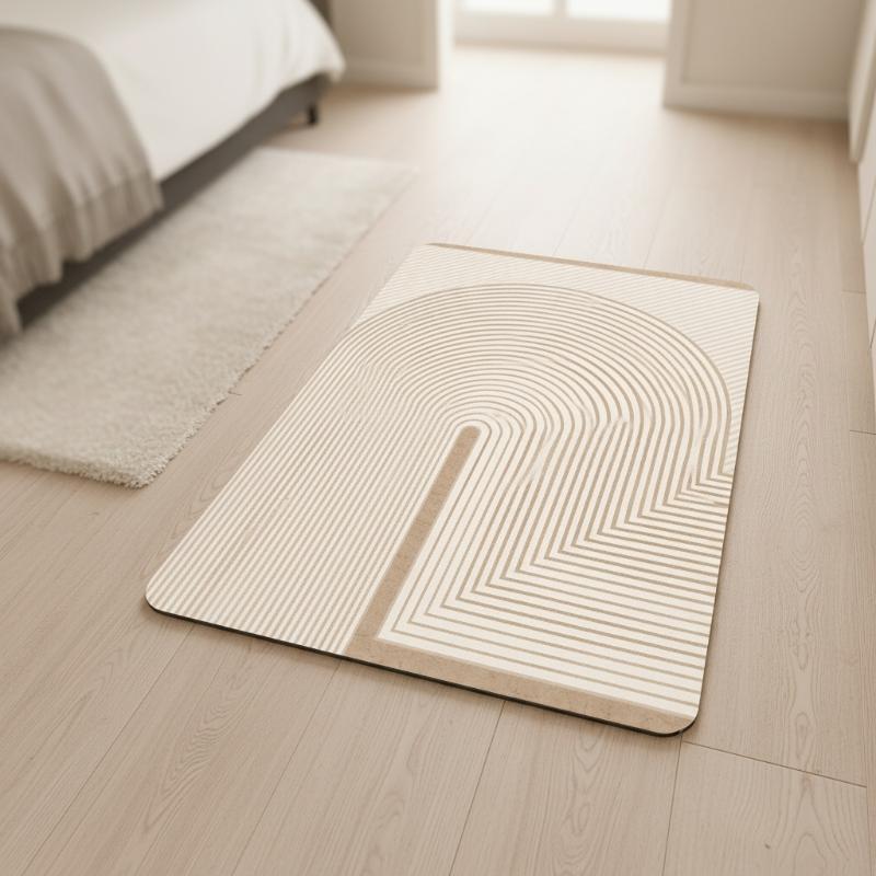 Beżowa, paskowana mata diatomi – Non Slip Bath Mat recenzja i cena